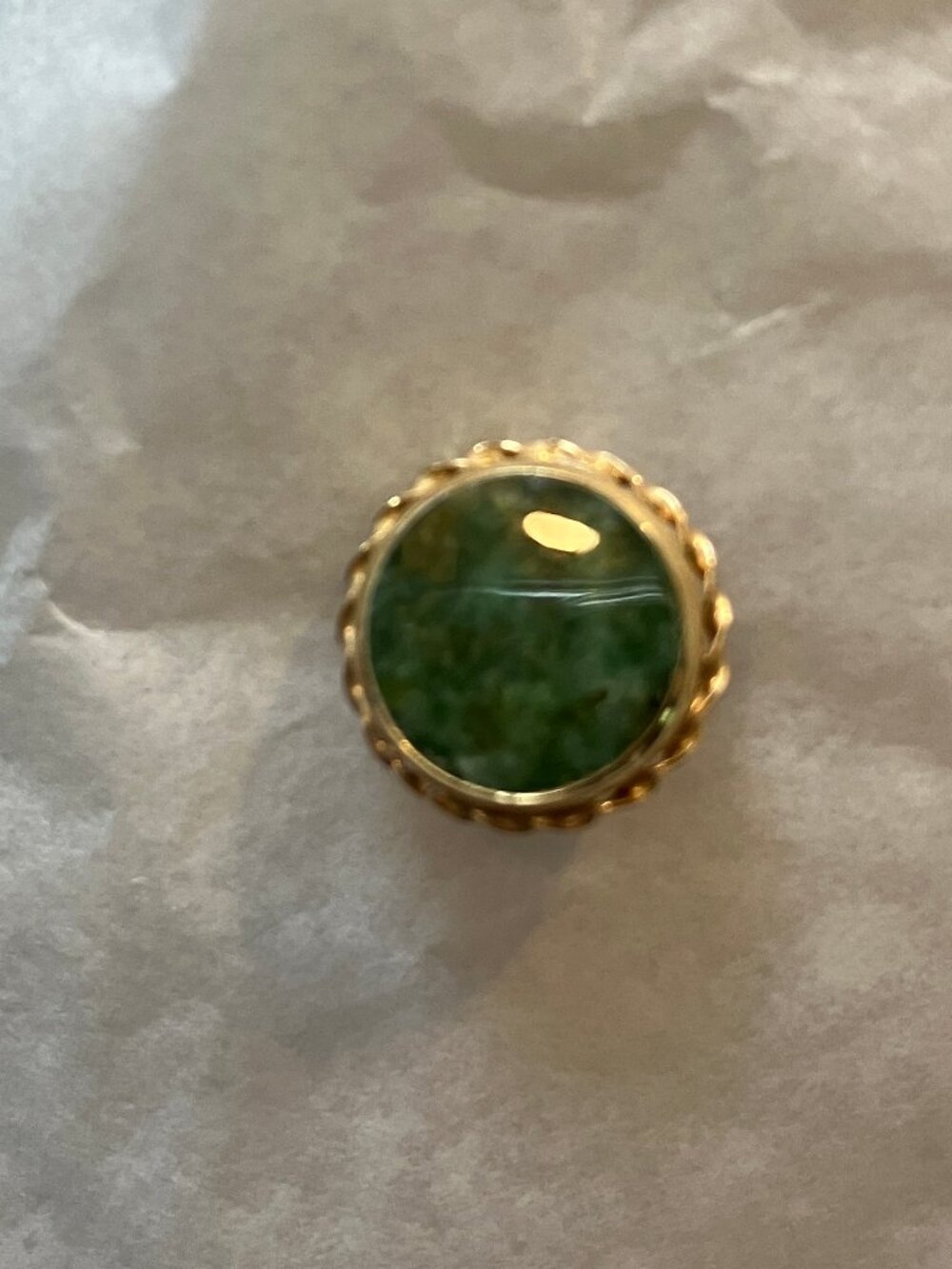 Jade Stud Earrings Round Goldtone setting - Picture 2 of 3